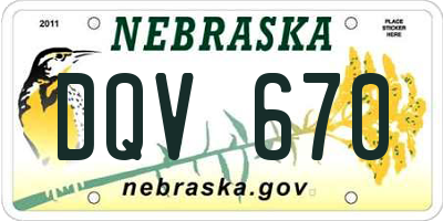 NE license plate DQV670