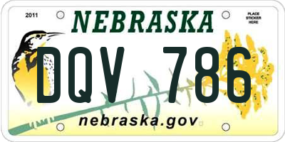 NE license plate DQV786