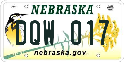 NE license plate DQW017