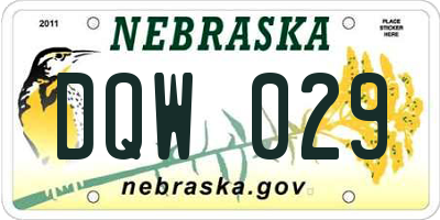 NE license plate DQW029