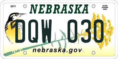 NE license plate DQW030