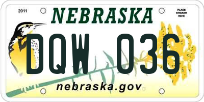 NE license plate DQW036