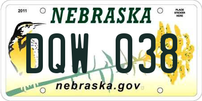 NE license plate DQW038