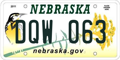 NE license plate DQW063