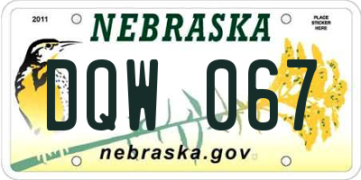 NE license plate DQW067