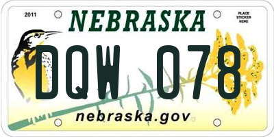 NE license plate DQW078