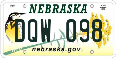 NE license plate DQW098
