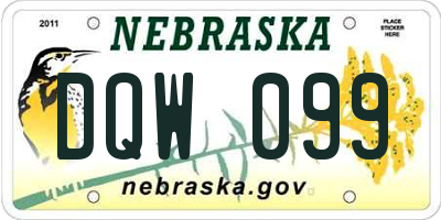 NE license plate DQW099