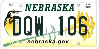 NE license plate DQW106