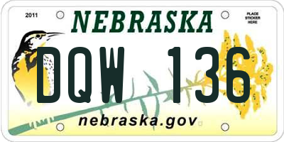 NE license plate DQW136