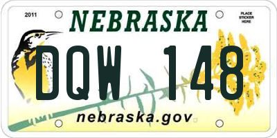 NE license plate DQW148