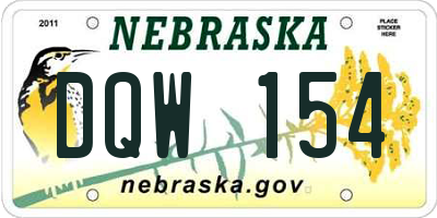 NE license plate DQW154