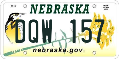 NE license plate DQW157