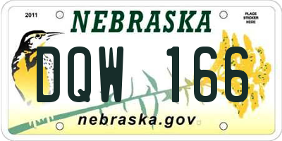 NE license plate DQW166