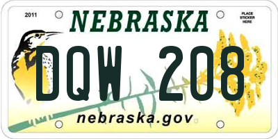 NE license plate DQW208