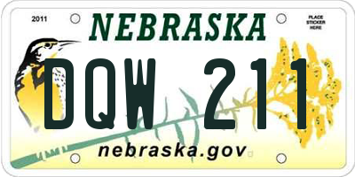 NE license plate DQW211