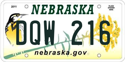 NE license plate DQW216