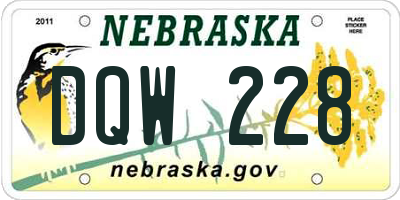 NE license plate DQW228
