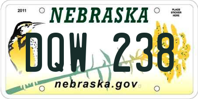 NE license plate DQW238