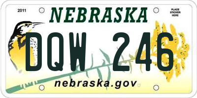 NE license plate DQW246