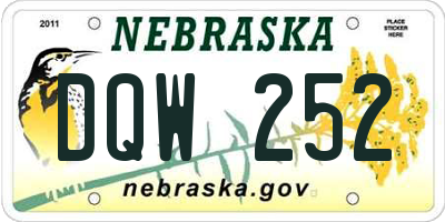 NE license plate DQW252