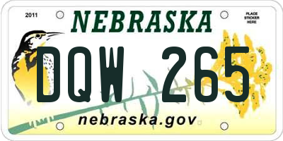 NE license plate DQW265