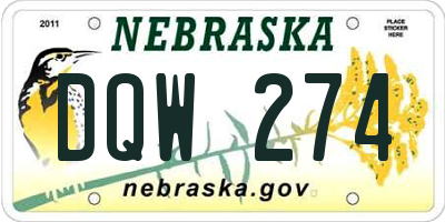 NE license plate DQW274