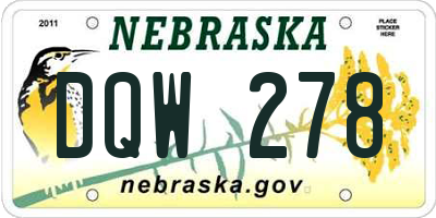 NE license plate DQW278