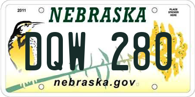 NE license plate DQW280
