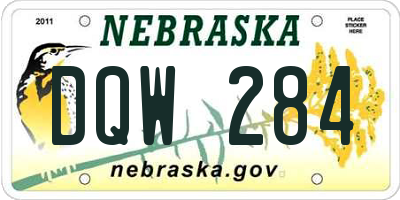 NE license plate DQW284