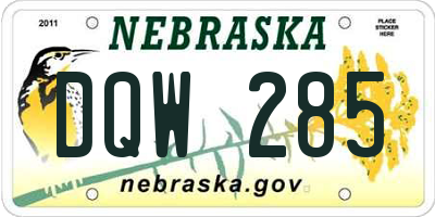 NE license plate DQW285
