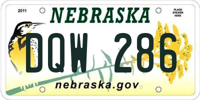 NE license plate DQW286