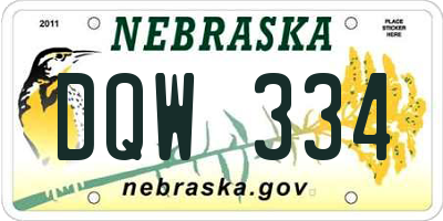 NE license plate DQW334