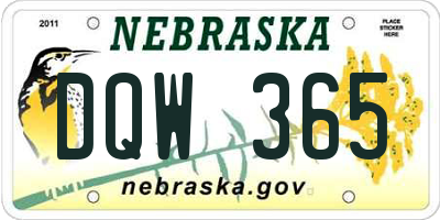 NE license plate DQW365