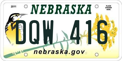 NE license plate DQW416