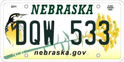 NE license plate DQW533