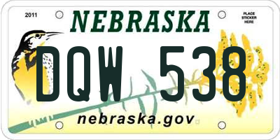 NE license plate DQW538