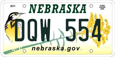 NE license plate DQW554