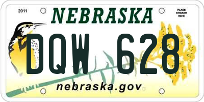 NE license plate DQW628