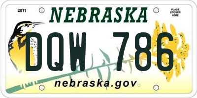 NE license plate DQW786