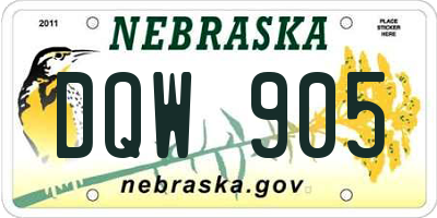 NE license plate DQW905