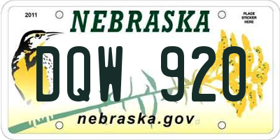 NE license plate DQW920