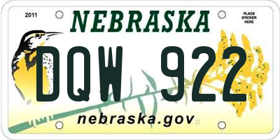 NE license plate DQW922