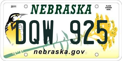 NE license plate DQW925