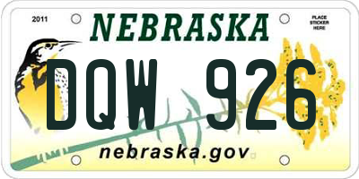NE license plate DQW926