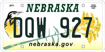 NE license plate DQW927