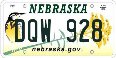 NE license plate DQW928