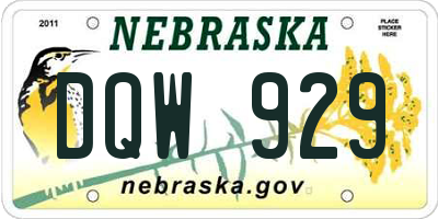 NE license plate DQW929