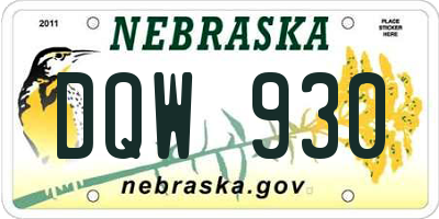 NE license plate DQW930