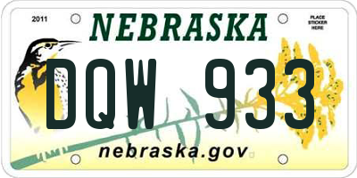 NE license plate DQW933